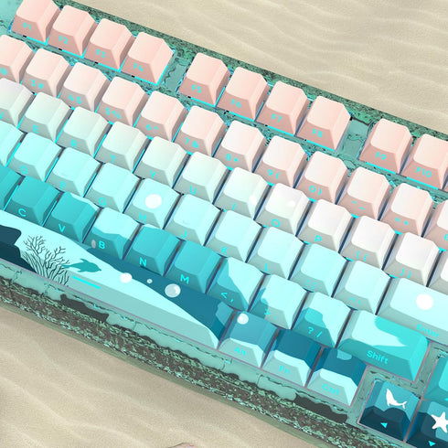 JSJT Side Printed Keycaps - Shine Through PBT Doubleshot Custom Keycap Set, Deep Sea Theme, 126 Keys for Cherry MX