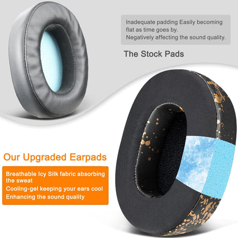 SOULWIT Cooling-Gel Earpads for Skullcandy Hesh 3/ANC/Evo & Crusher Wireless/ANC/Evo & Venue ANC Headphones (Black Gold)