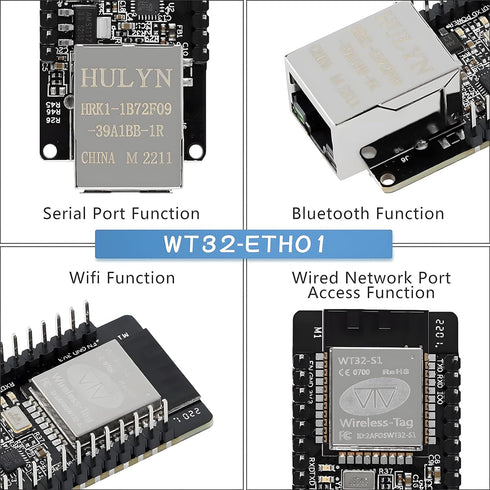 WT32-ETH01 Development Board, ESP32 Module with Ethernet, 2.4GHz Wi-Fi & Bluetooth Dual-Mode, Embedded Serial Port