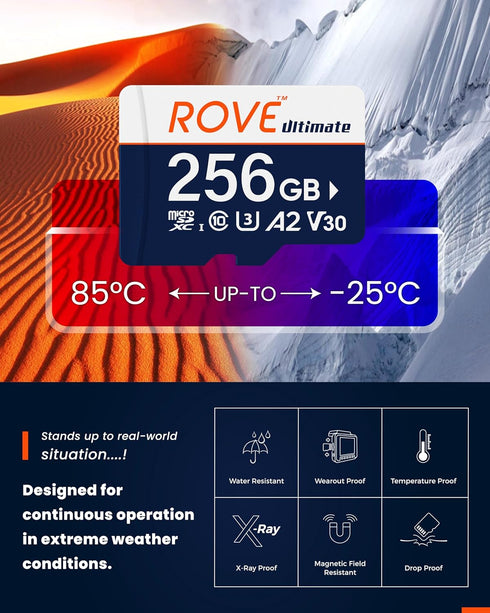 ROVE Ultimate 256GB Micro SD Card with USB 3.2 Type C Card Reader, 170MB/s for Dash Cam, Android Devices