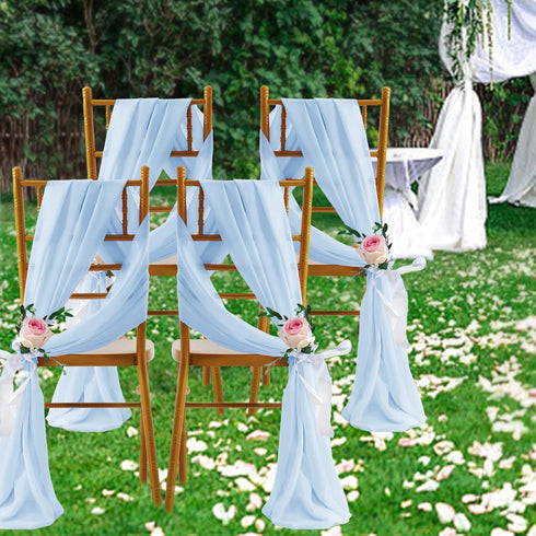 SiinvdaBZX 2 30" 20Ft Panels Wedding Arch Draping Fabric x Light Blue Sheer Chiffon Fabric Outdoor Extra Long