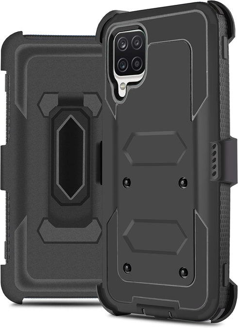 Customerfirst Designed for Samsung Galaxy A12 Case, Shockproof Heavy Duty Rugged Hybrid with Screen Protector