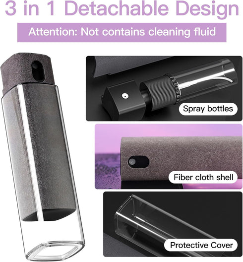 Screen Cleaner Kit | 3 Pcs Two in One Spray and Wipe for Phone/Laptop/Tablet/TV Screens