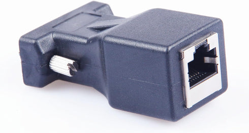 DB9 RS232 COM Male Port to RJ45 Female Connector, DB9 Serial Port Extender to LAN CAT5 CAT6 Ethernet Adapter