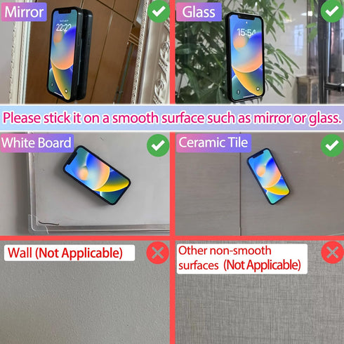 2PCS Silicone Suction Phone Case Mount, Non-Slip Suction Cup Phone Mount for Selfies and Videos