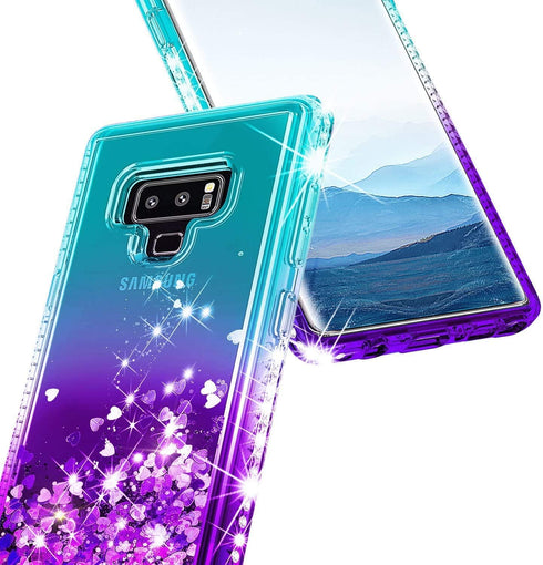 Case for Samsung Galaxy Note 9 with Screen Protector, Flexible TPU Film, Ring Holder/Wrist Strap, Sparkle Glitter