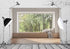 BELECO 9x6ft Fabric Modern Living Room Backdrop House Interior Window Scenery Green Forest Trees Nature Background