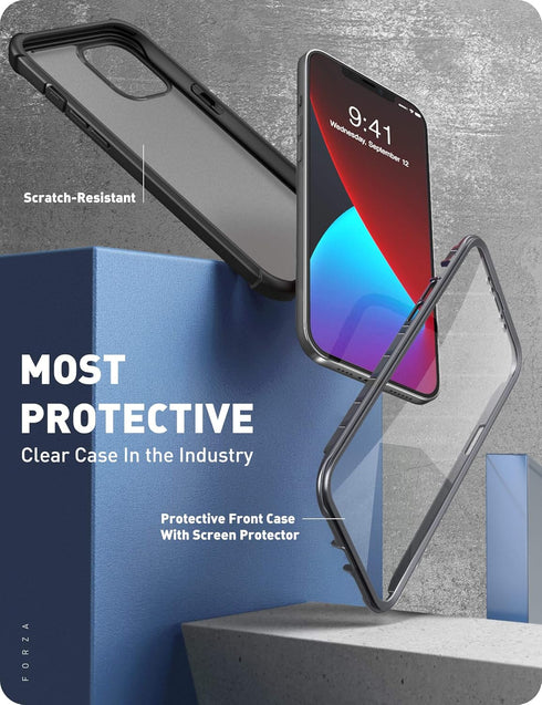 Clayco Forza Series Case for iPhone 12 Pro Max 6.7 inch (2020 Release), Rugged Dual Layer Cover with Screen Protector