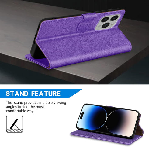 ZZXX for iPhone 14 Pro Wallet Case, RFID Blocking, Card Slot, Kickstand, Magnetic Closure, Purple