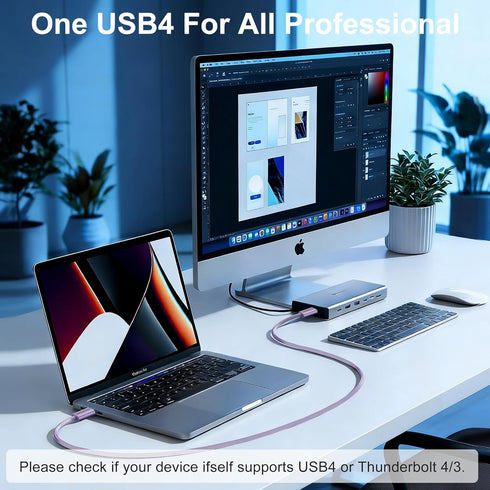 SHULIANCABLE 4 Cable,80Gbps 16K/8K 4/3, 3.3FT/1M) USB C Cable, USB Data Data Sync, Supports Displays,Compatible