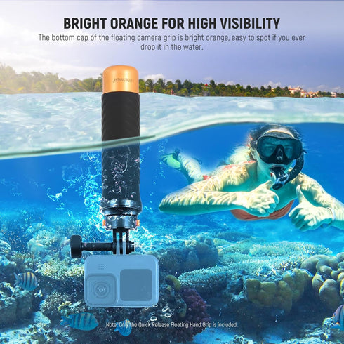 NEEWER Quick Release Floating Hand Grip for Action Camera, Underwater Handle Stick Mount with Detachable Adapter Wrist