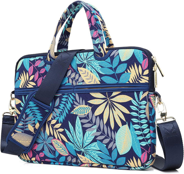 Forest Series Blue Pattern Waterproof Laptop Shoulder Messenger Bag for 15 Inch 15.6 Inch Laptop