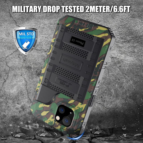 Mitywah Waterproof Case for iPhone 13, Heavy Duty Military Grade Protection with Built-in Screen Protector, 6.1 inch,