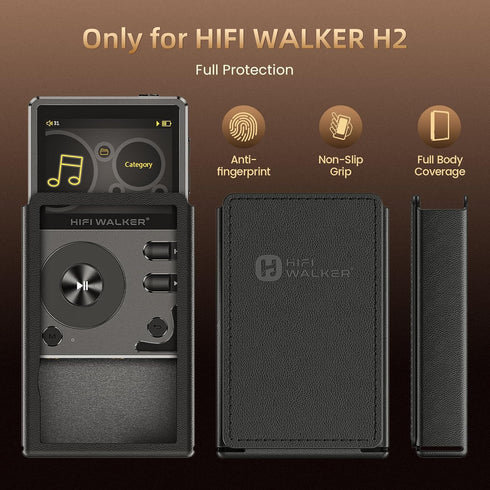 HIFI WALKER H2 Protective PU Leather Case for Portable HiFi Music Player, Shockproof & Durable, Black