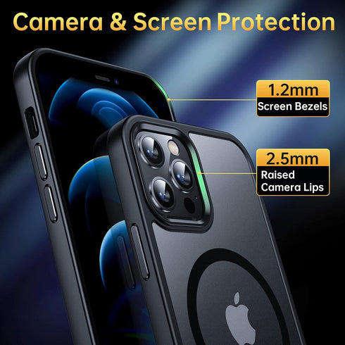 Magnetic Case for iPhone 12/12 Pro, Military Grade Drop Tested, Compatible with MagSafe, Shockproof Black