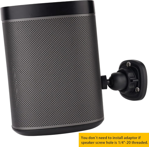 2 Pack Speaker Wall Mount Holder for 1/4"-20 Threaded Keyhole, 360 Rotation Adjustment, Aluminum Alloy Mount, Black