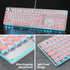SbocKeeb 104-Key Retro Punk Keyboard - Full Size Typewriter Pink Keyboard with Square Keycap and LED Blue Backlight