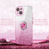 Slim Glitter Case for iPhone 13 with 360° Ring Holder Kickstand, Shock-Absorbent Protective Cover (Pink)