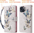 UEEBAI 15, Wallet Case for iPhone PU Leather Phone Cover Kickstand RFID Blocking Flip Case Card Slots Wrist Strap
