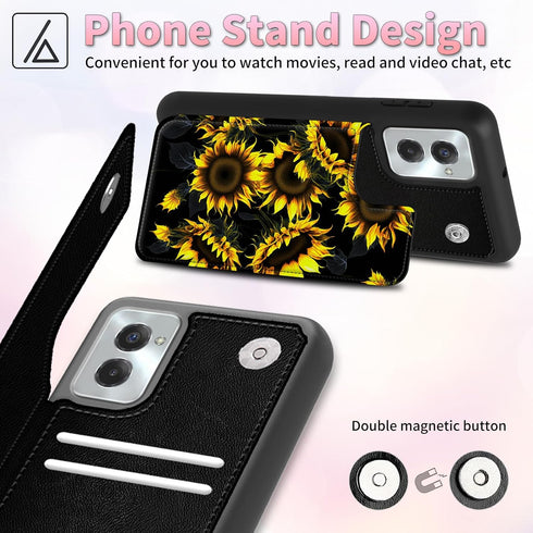 Moto G Power 5G 2024 Case Wallet Case with Card Slots & Kickstand PU Leather Cover Soft TPU Protective Phone Case for