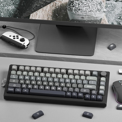 HITIME XVX PBT Keycaps-MOA Set, 132 Keys Custom Keycaps for 60 65 75 100 Percent Cherry Gateron MX Switches, Gray