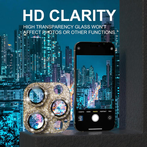 Choiche Camera Lens Protector for iPhone 14 Pro/Pro Max, Bling Cover with 9H Tempered Glass, Metal Ring Decoration