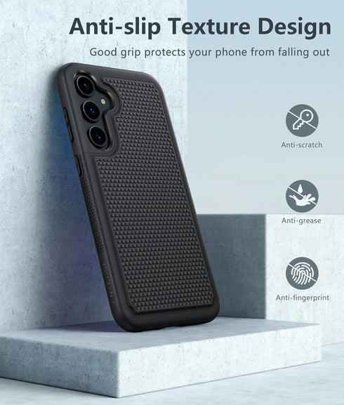 FNTCASE Samsung Galaxy S24 Case: Rugged Dual Layer, Shockproof, Non-Slip, Military Drop Protection, 6.2" Black Matte -