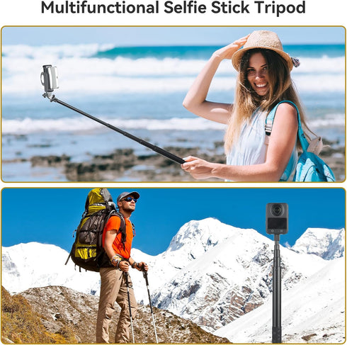 UTEBIT 5.9"-47" Insta360 X5/X4, 3, 1/4" Bullet Time Handle Tripod Rotating Grip with Invisible Selfie Stick, Compatible