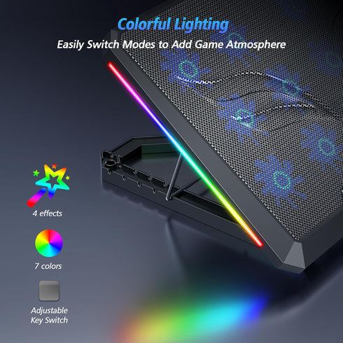 Laptop Cooling Pad with 12 Quiet Fans, Slim Portable for 12-17.3 Inch Laptop, Ergonomic Gaming Cooling Fan Pad