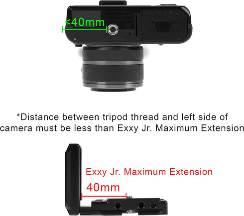 Fotodiox Exxy Omni Jr. Universal L-Bracket for Smaller Mirrorless Cameras, All Metal Black Hand Grip for Quick Releases