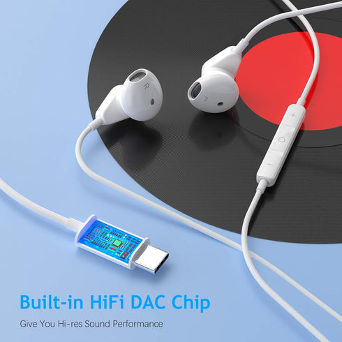 USB C Headphones for Galaxy S24 S23 S22 A54 A53 Z Fold 5 6, USB Type C Earphones with Microphone Android Wired Earbuds DAC Noise Canceling Headset for Samsung S21 Plus S20 FE Tab S9 S8 Pixel 8 7 Pro
