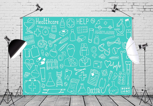 BELECO 7x5ft Fabric Doctor and Nurse Photography Backdrop Medical Equipment Healthcare Ambulance Background Hospital