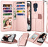 Njjex Wallet Case for Moto G Play 2021, PU Leather Folio Flip with 9 Card Slots, Detachable Kickstand & Lanyard (Rose