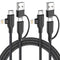 ASICEN 100W PD 2 in 2 Multi Charging Cable,6ft Braided USB C to