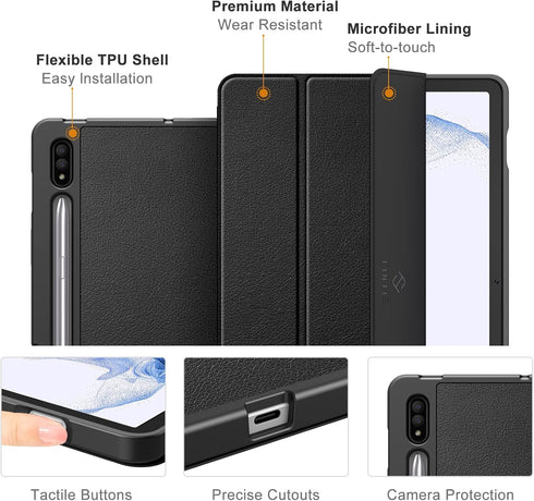 Fintie Slim Case for Samsung Galaxy Tab S8/Tab S7 11 Inch (Model SM-X700/X706/T870/T875/T878) with S Pen Holder, Black