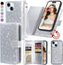 Varikke iPhone 13 Wallet Case, Detachable Card Holder for Women Girls, Glitter PU Leather Flip Cover