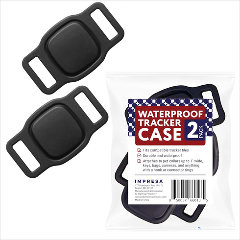 Impresa 2-Pack Waterproof Silicone Dog Collar Tracker Case, Black, Compatible with Eufy & Petloc8 GPS