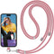 SS Phone Lanyard Strap, Universal Neck Cord Lanyards and Phone Tether Patch for All Phones (Pink)