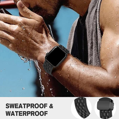 ID208 Plus Smart Watch Band, Lamshaw Breathable Soft Silicone Sport Band with Magnetic Butterfly Clousure Replacemet Straps Compatible for Quican ID208 Plus 1.8 Inches, aeac ID208 Plus, WMK ID208 Plus 1.8 Inches Smart Watch, Fitpolo ID208 Plus 1.8'' Smart