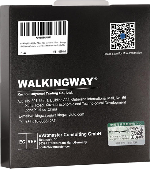 Walking Way 46MM White Mist Diffusion Filter, Stronger Soft Focus Circular Lens Filter for DSLR Camera