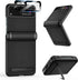 VEGO Black Case for Motorola Razr 2023 - Shockproof, Full Body, Hinge Protection, Built-in Screen Protector & Kickstand.