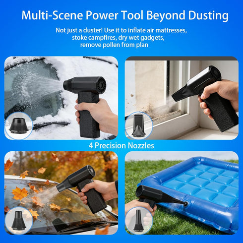 Jvtlirdfu Duster-150000RPM 3-Gear Compressed Air Super Power Electric Duster, Turbo FanRechargeable Cordless Air Blower