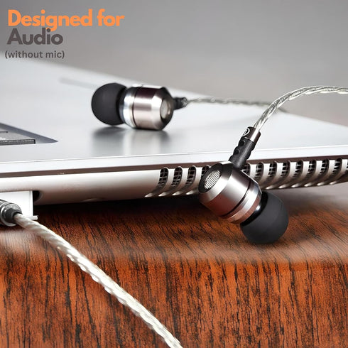 Sephia SP3060 Wired Headphones: HD Bass, Lightweight Aluminum, In-Ear Design, S/M/L Tips, Earphone Case, 3.5mm Cord.