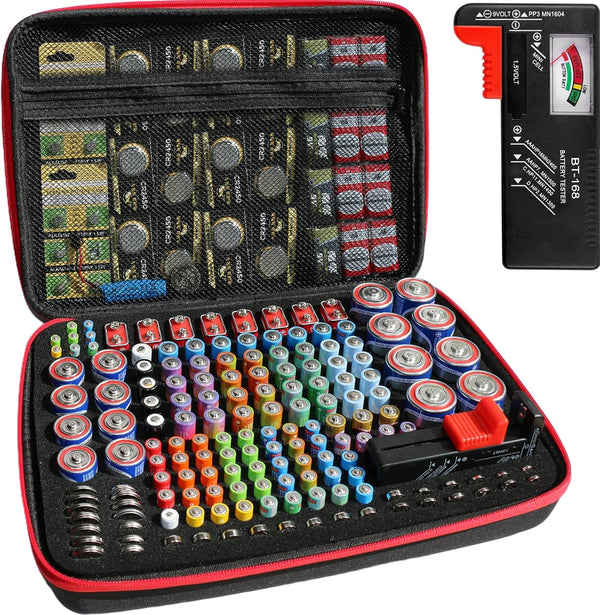 LINKOceans Battery Organizer with BT-168 Tester,EVA Battery Storage Case for 210+ AA AAA
