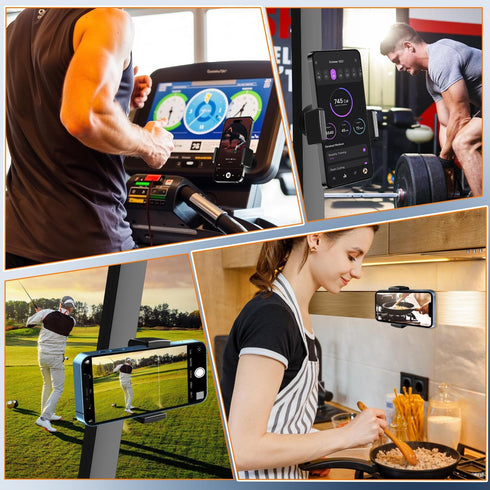 Masansan 360 4.7-7 Inch Gym Phone Holder Rotation Golf Cart Phone Mount Magnet Phone Holder for Gym Fit Smartphone Gym