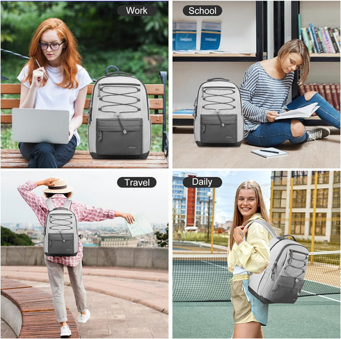 School Backpack for Teens Girls, Aesthetic College Large Bookbag for Women Students, 15.6 Inch Laptop Bag (Dark Grey &