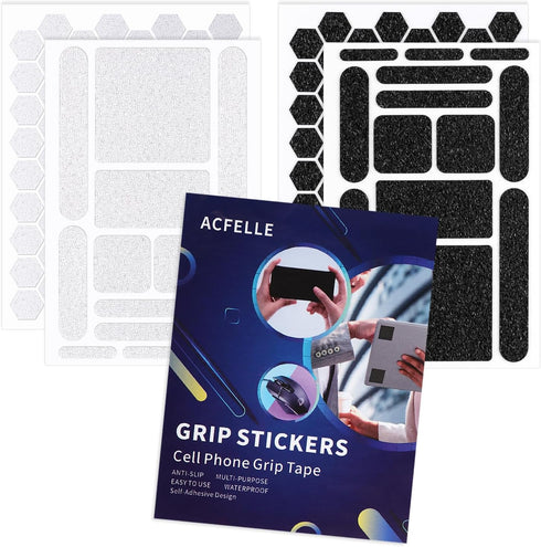 4Pack Phone Grip Tape, Waterproof Finger Grip Stickers Decal, Pre-Cut Non Slip Kit Adhesive Traction for Cell Phone