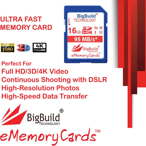 16GB UHS-I U3 95MB/s Memory Card for Kodak PIXPRO AZ252, AZ421, AZ422, AZ527, AZ651, AZ652, AZ901, FZ43, FZ53, FZ 201 Camera