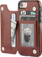ONETOP Wallet Case for iPhone SE(2022), SE(2020), 7/8, Brown PU Leather, Card Holder, Kickstand
