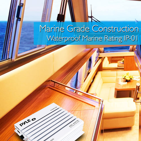 Pyle 400W 4-Channel Marine Amplifier, Elite Hydra Series Water Resistant Amplifier with Dual MOSFET Power Supply